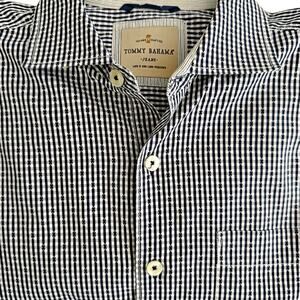 Tommy Bahama Blue White Checked Gingham Button Down L/S Shirt
